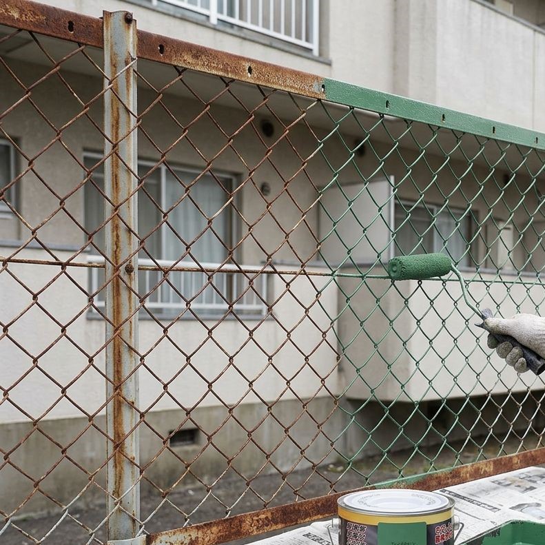 住宅のフェンス塗装（ローラー）