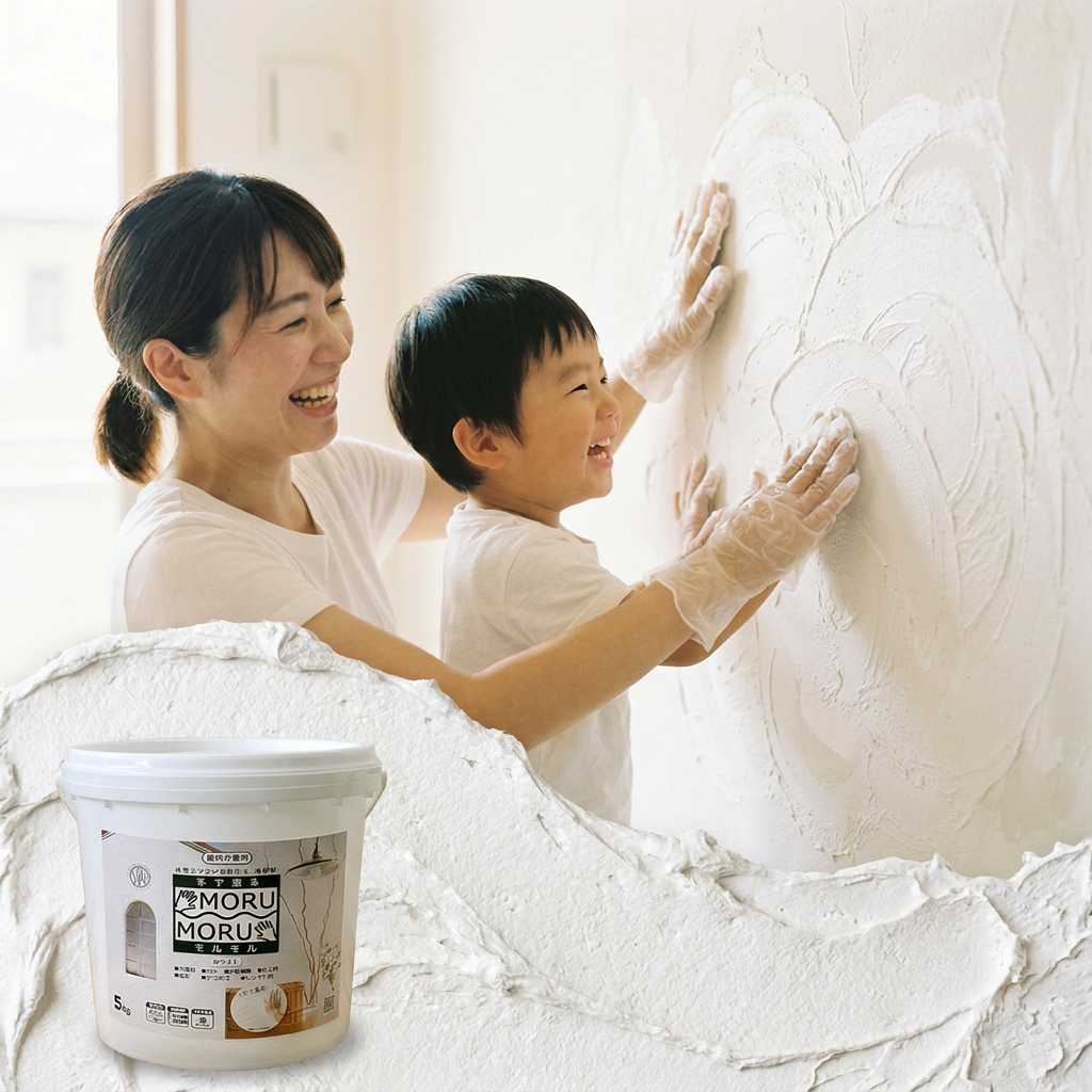 手で塗る漆喰風塗料 MORUMORU